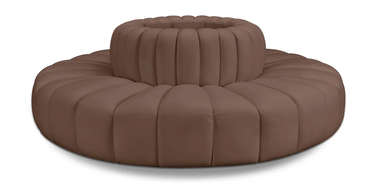 Arc - Faux Leather 8 Piece Round Modular Sofa - Brown