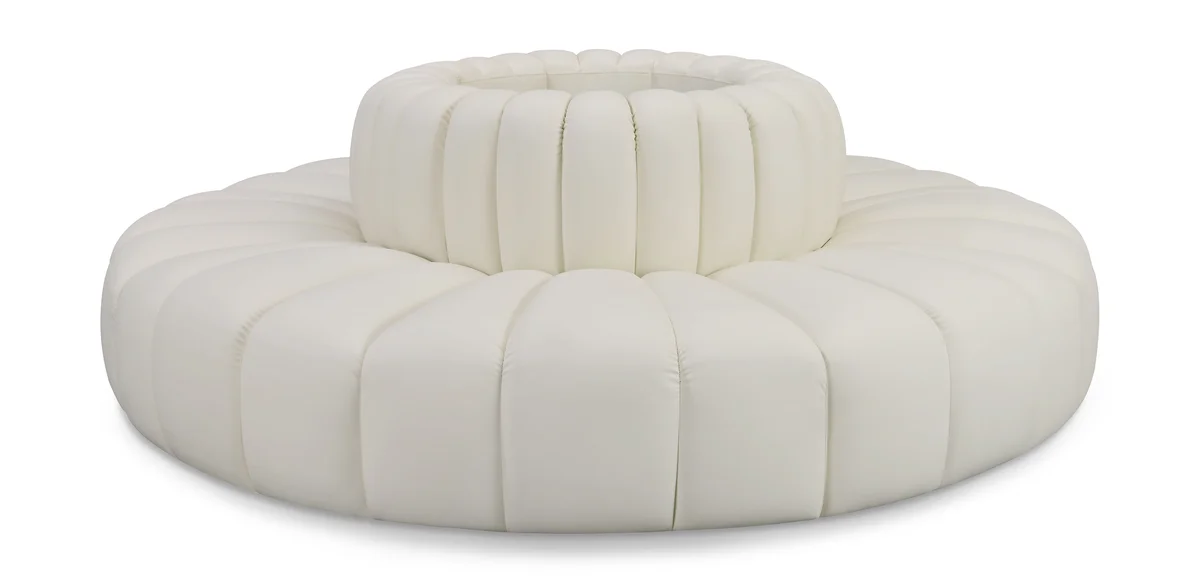 Arc - Faux Leather 8 Piece Round Modular Sofa - Cream
