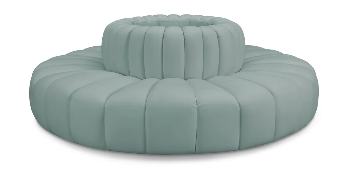 Arc - Faux Leather 8 Piece Round Modular Sofa - Mint Green