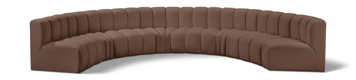 Arc - Faux Leather 8 Piece U-Shaped Modular Sofa - Brown