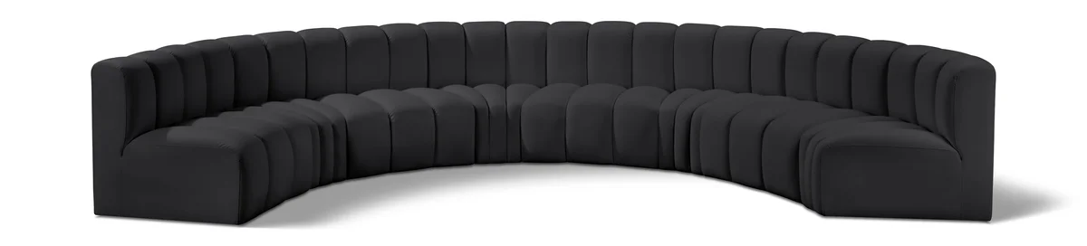Arc - Faux Leather 8 Piece U-Shaped Modular Sofa - Black