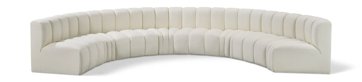 Arc - Faux Leather 8 Piece U-Shaped Modular Sofa - Cream