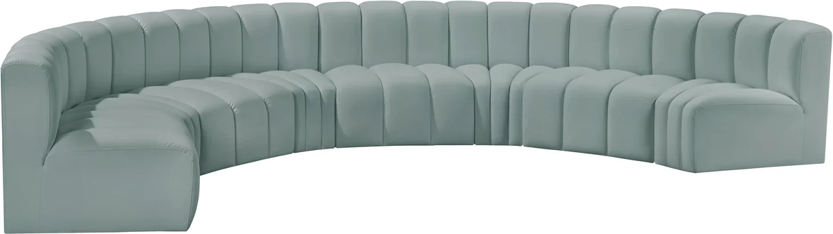 Arc - Faux Leather 8 Piece U-Shaped Modular Sofa - Mint Green - View 2