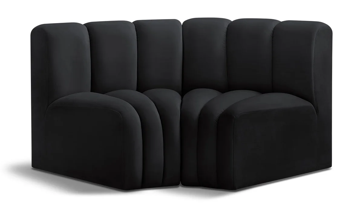 Arc - Velvet 2 Piece Modular Sofa - Black