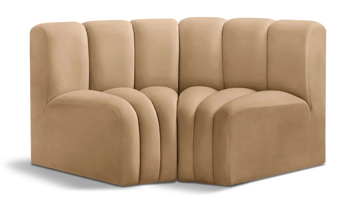 Arc - Velvet 2 Piece Modular Sofa - Camel