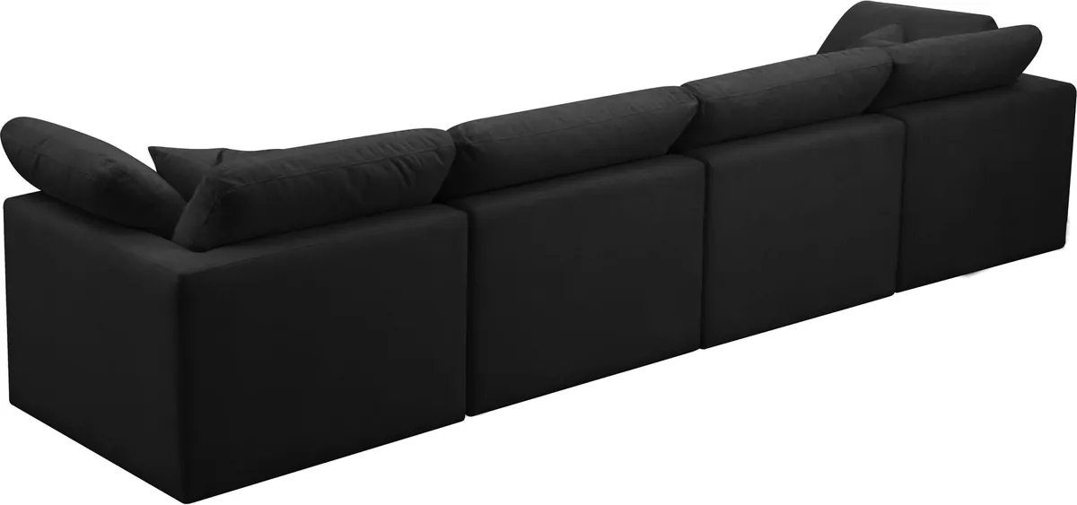 Plush - 4 Seat Modular Sofa - Black