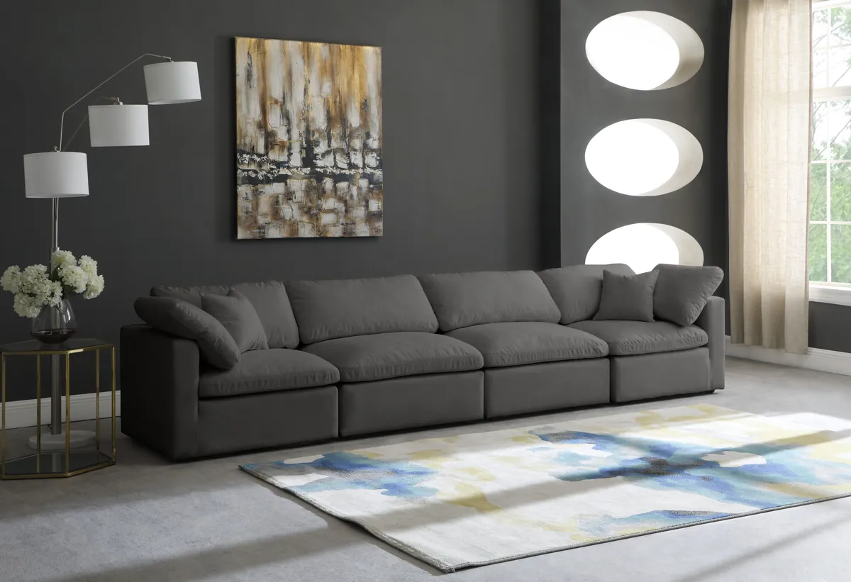 Plush - 4 Seat Modular Sofa - Gray - View 2