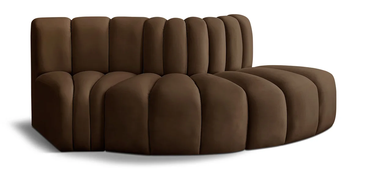 Arc - Velvet 3 Piece Modular Sofa - Brown