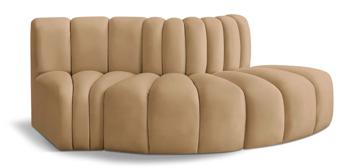Arc - Velvet 3 Piece Modular Sofa - Camel