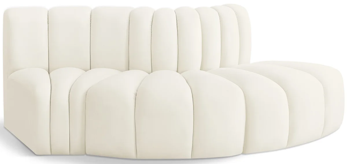 Arc - Velvet 3 Piece Modular Sofa - Cream