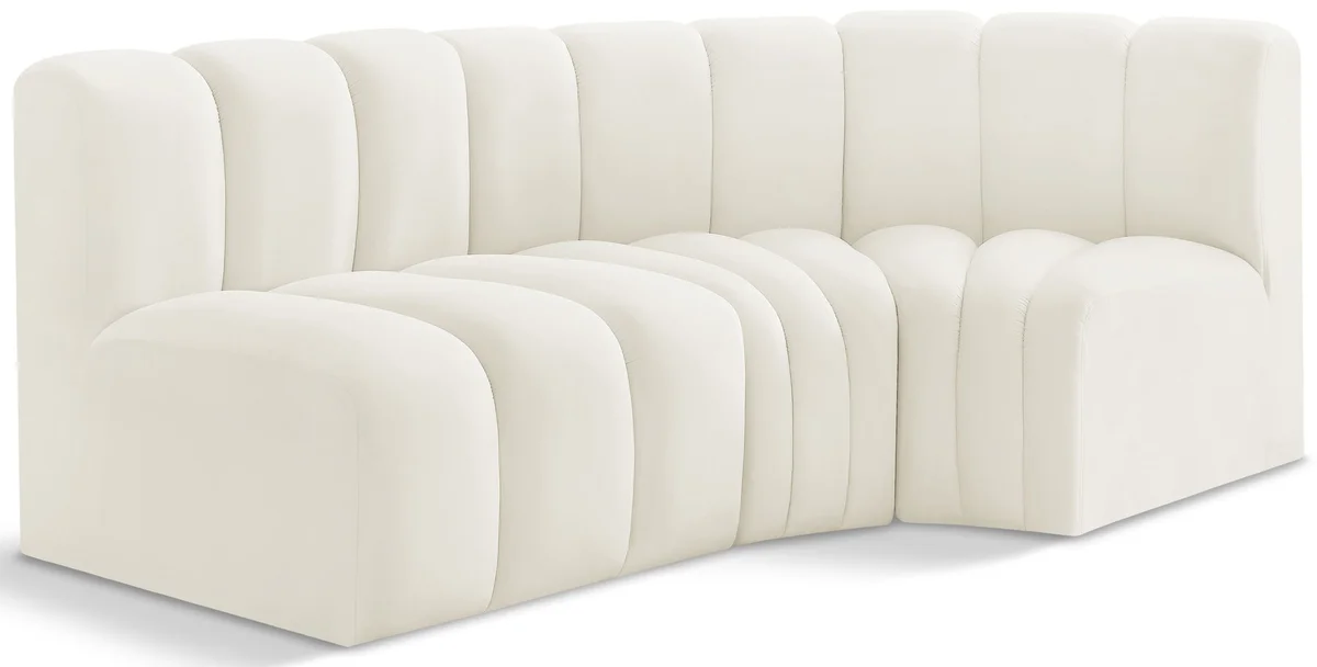 Arc - Velvet 3 Piece Sofa - Cream