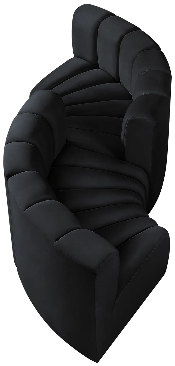 Arc - Velvet 4 Piece Curved Modular Sofa - Black - View 2