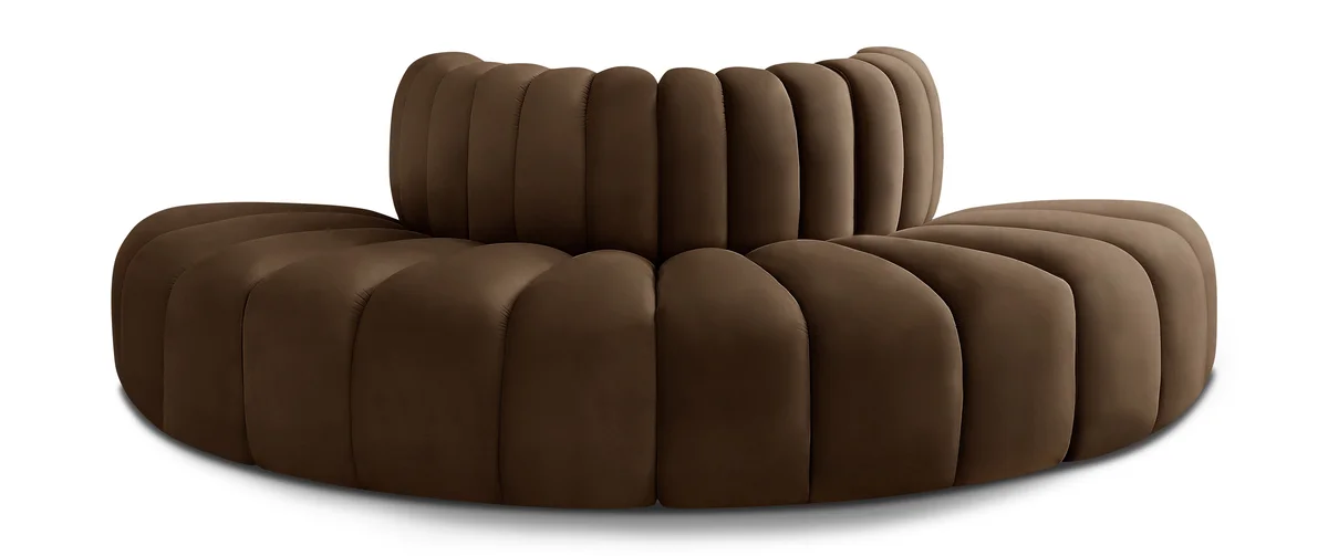 Arc - Velvet 4 Piece Modular Sofa - Brown
