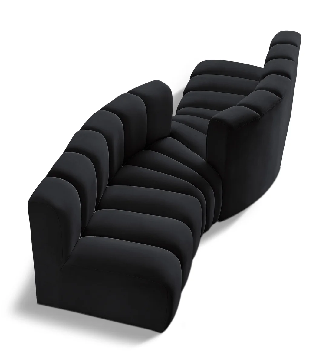 Arc - Velvet 4 Piece Sofa - Black