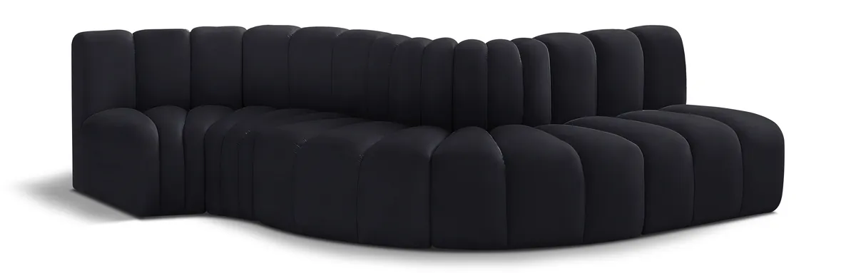 Arc - Velvet 5 Piece Modular Sofa - Black