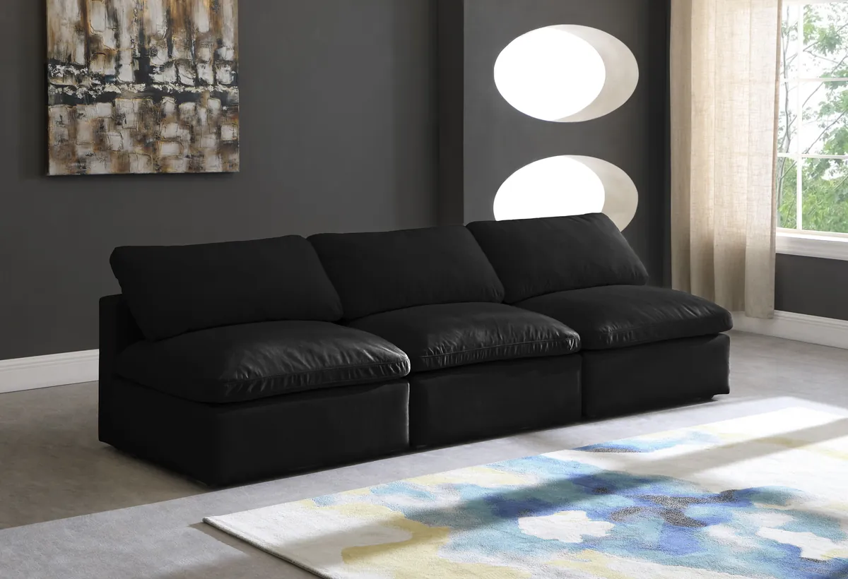 Plush - 3 Seat Modular Armless Sofa - Black - View 2