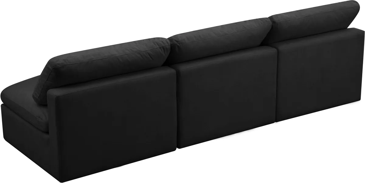 Plush - 3 Seat Modular Armless Sofa - Black