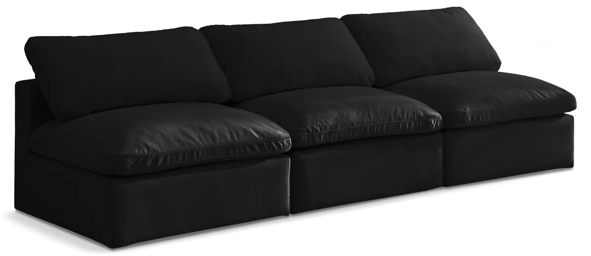 Plush - 3 Seat Modular Armless Sofa - Black