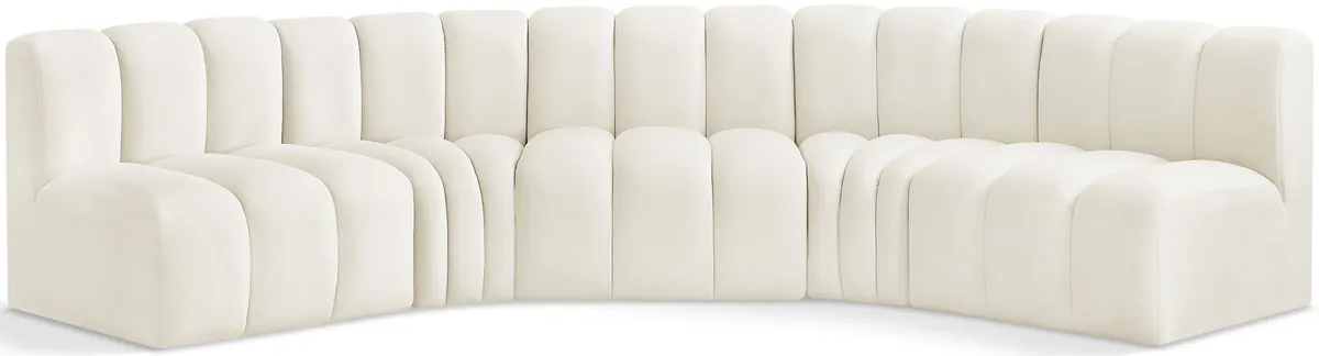 Arc - Velvet 5 Piece U-Shaped Modular Sofa - Cream