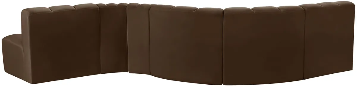 Arc - Velvet 6 Piece Curved Modular Sofa - Brown - View 2