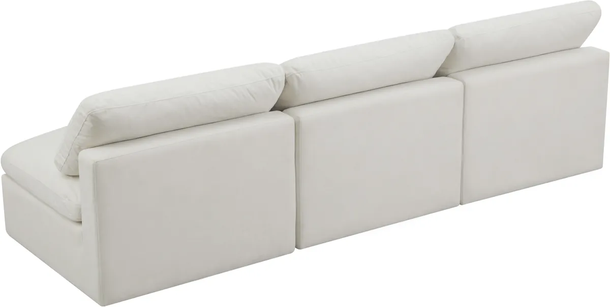 Plush - 3 Seat Modular Armless Sofa - Cream