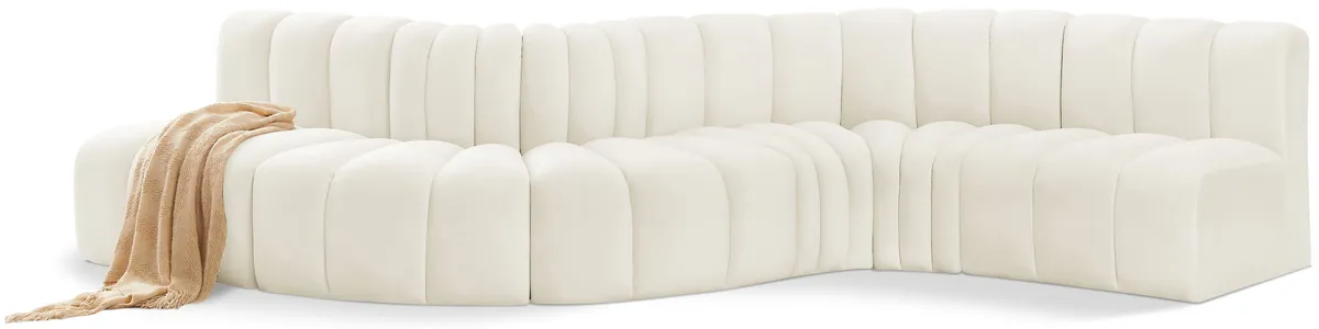Arc - Velvet 6 Piece Curved Modular Sofa - Cream
