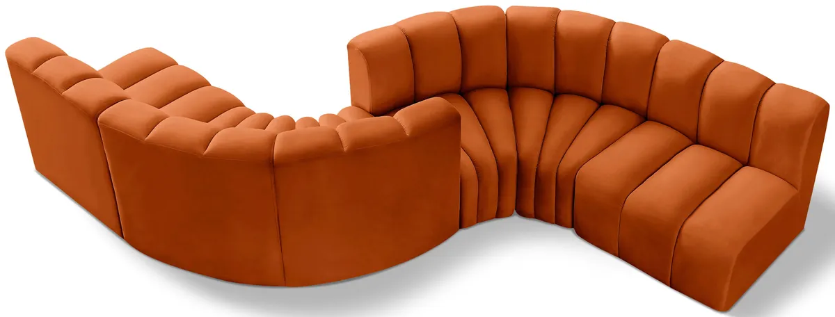 Arc - Velvet 6 Piece Modular Sofa - Cognac