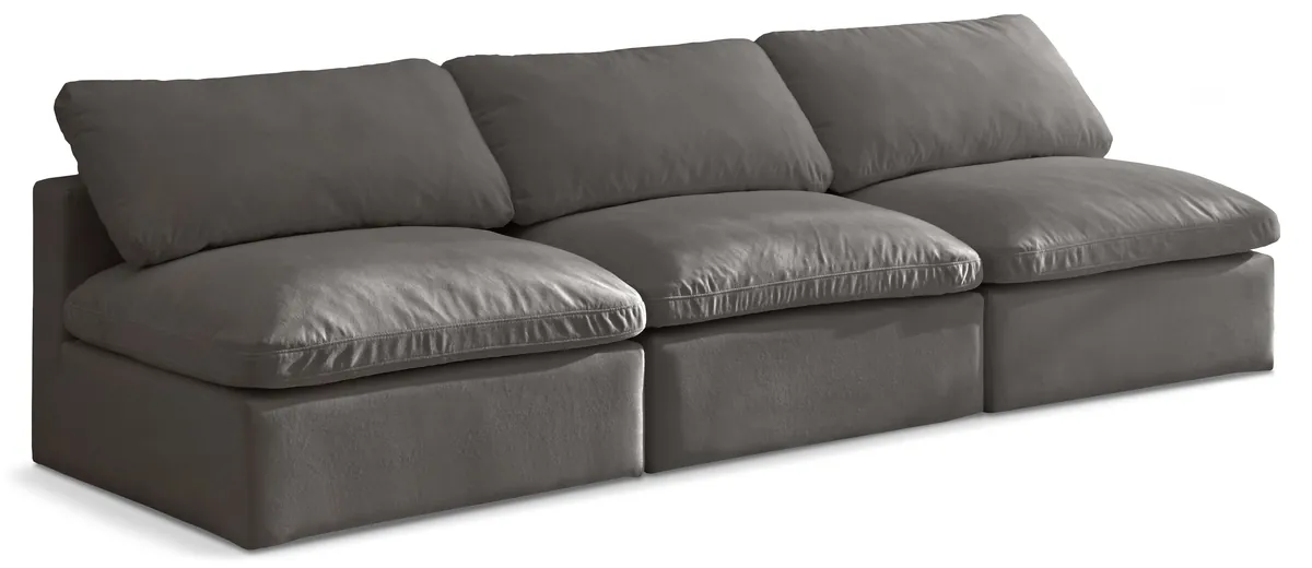 Plush - 3 Seat Modular Armless Sofa - Gray