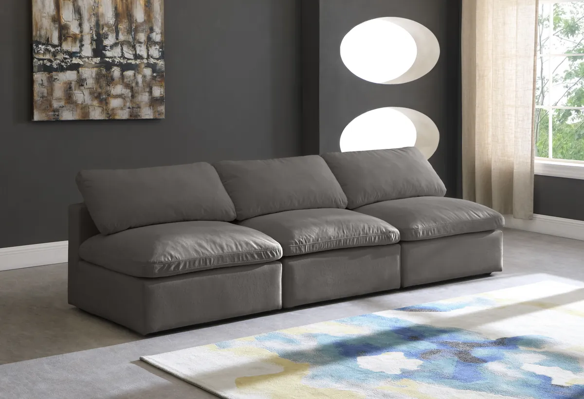 Plush - 3 Seat Modular Armless Sofa - Gray - View 2