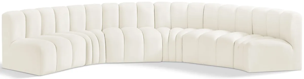 Arc - Velvet 6 Piece U-Shaped Modular Sofa - Cream