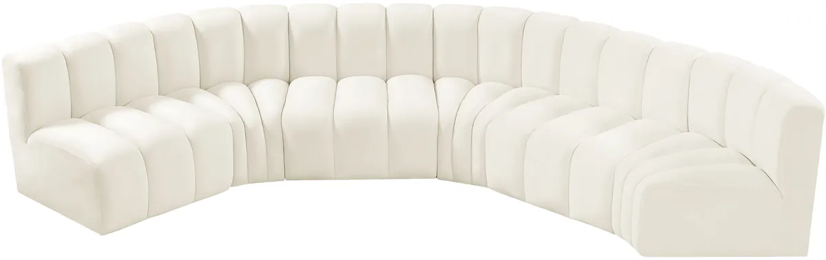 Arc - Velvet 6 Piece U-Shaped Modular Sofa - Cream - View 2