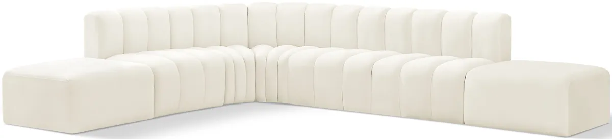 Arc - Velvet 7 Piece Corner Modular Sofa - Cream