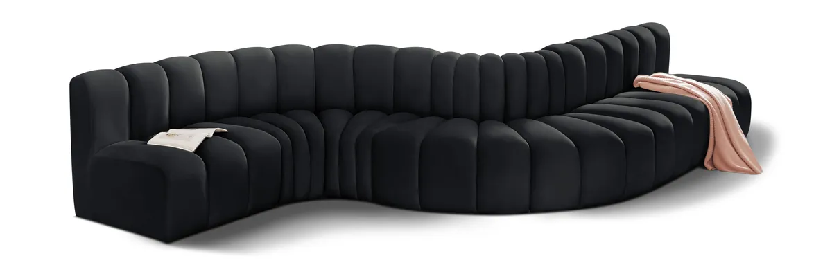 Arc - Velvet 7 Piece Modular Sofa - Black