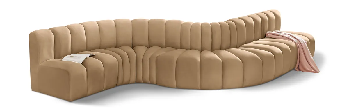 Arc - Velvet 7 Piece Modular Sofa - Camel