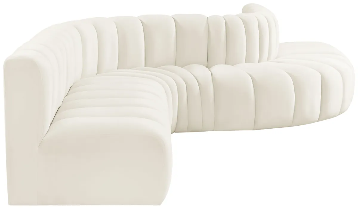 Arc - Velvet 7 Piece Modular Sofa - Cream - View 2