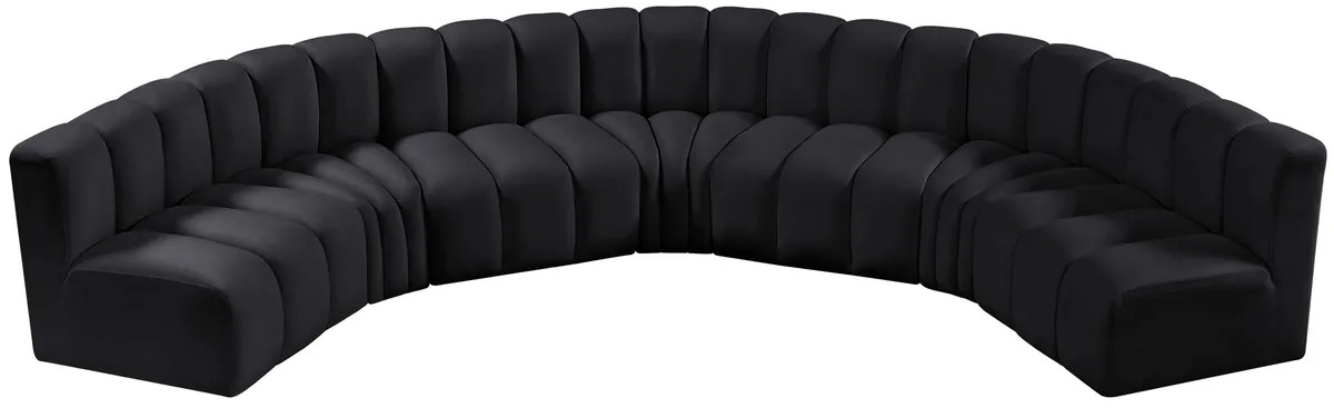 Arc - Velvet 7 Piece U-Shaped Modular Sofa - Black - View 2