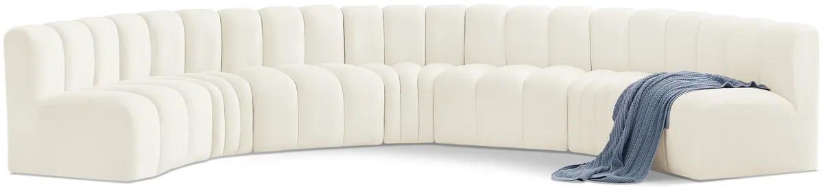 Arc - Velvet 7 Piece U-Shaped Modular Sofa - Cream