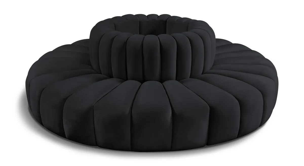 Arc - Velvet 8 Piece Round Modular Sofa - Black
