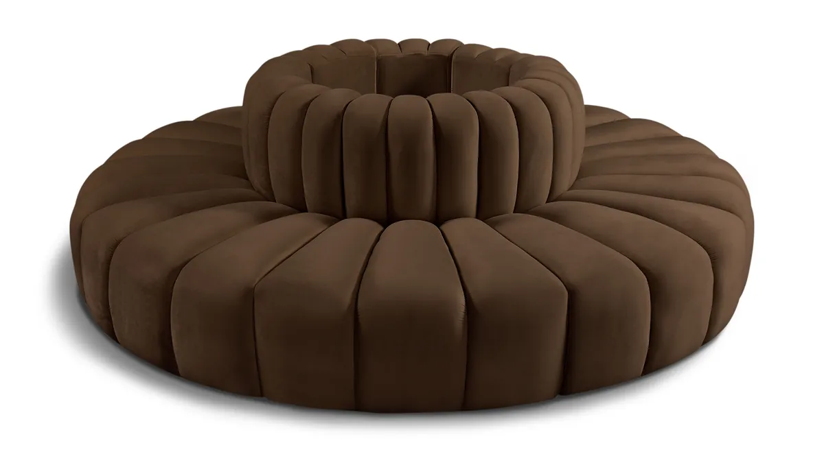 Arc - Velvet 8 Piece Round Modular Sofa - Brown