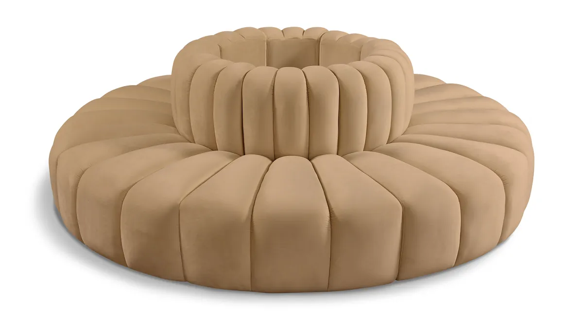 Arc - Velvet 8 Piece Round Modular Sofa - Camel