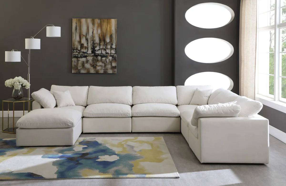 Plush - 7 Piece Modular Sectional - Cream