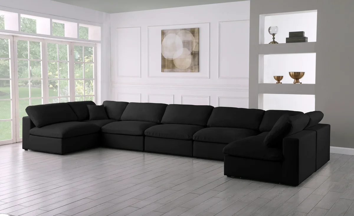 Plush - 7 Piece Modular U-Shaped Sectional - Black - View 2