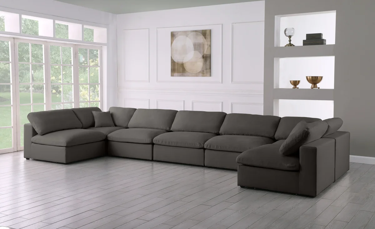 Plush - 7 Piece Modular U-Shaped Sectional - Gray - View 2