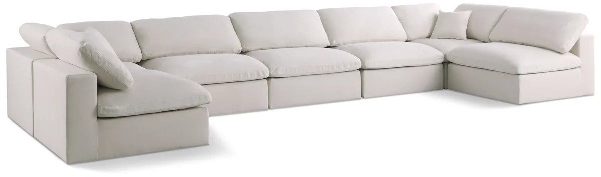 Plush - 7 Piece Modular U-Shaped Sectional - Cream