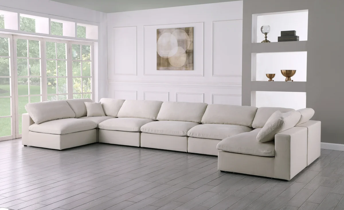 Plush - 7 Piece Modular U-Shaped Sectional - Cream - View 2