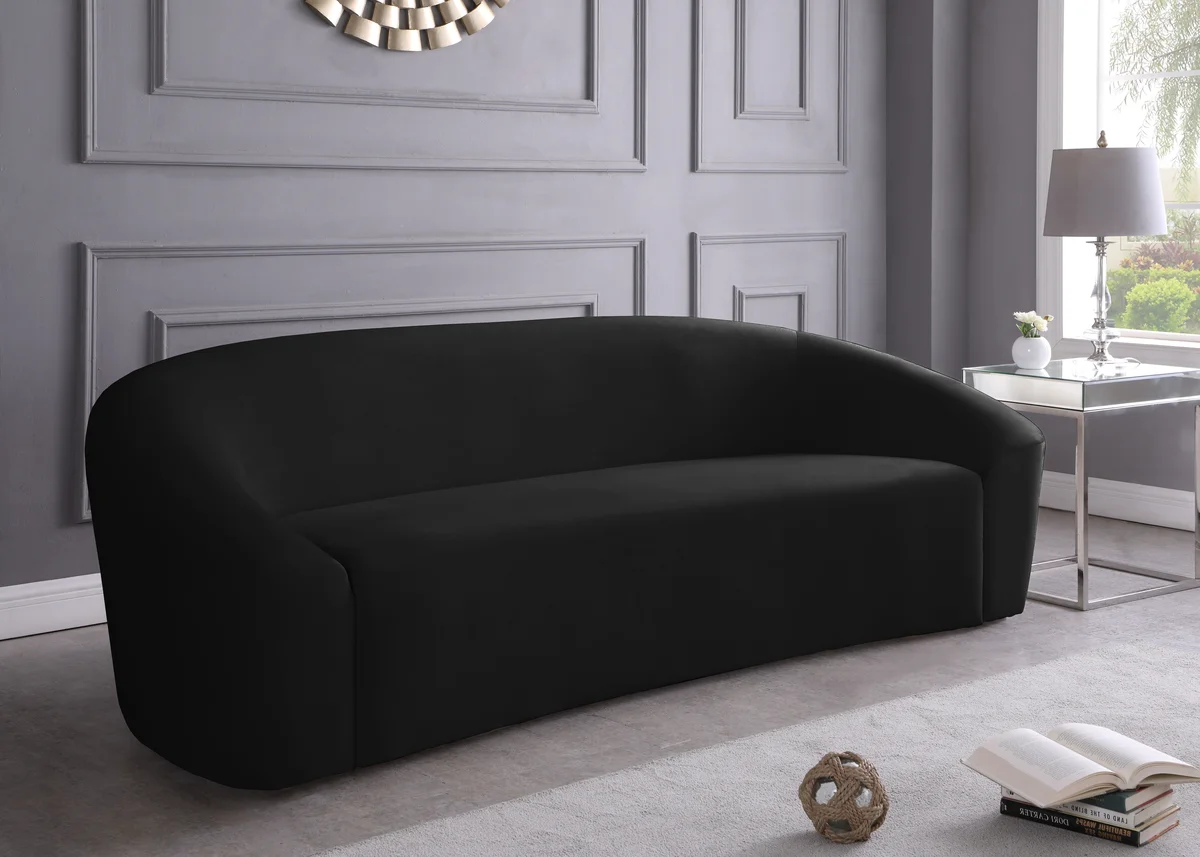 Riley - Velvet Sofa - Black - View 2