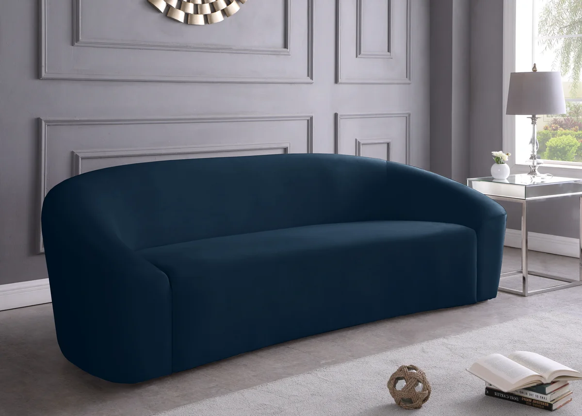 Riley - Velvet Sofa - Navy - View 2