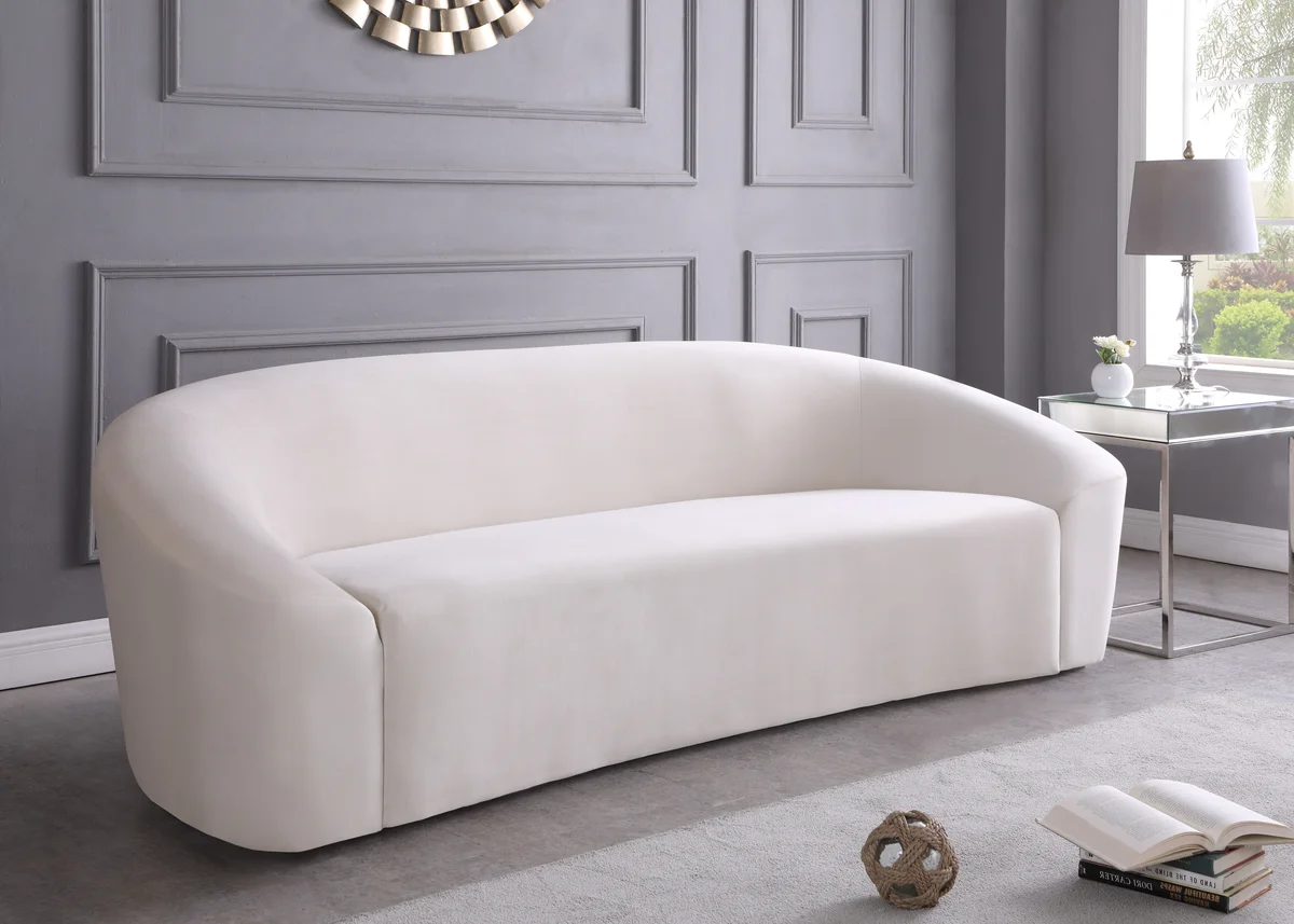 Riley - Velvet Sofa - Cream - View 2
