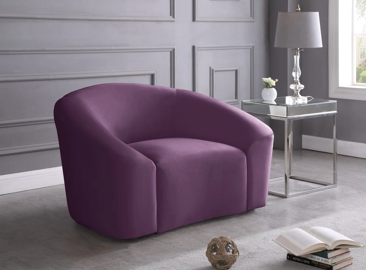 Riley - Velvet Chair - Purple - View 2