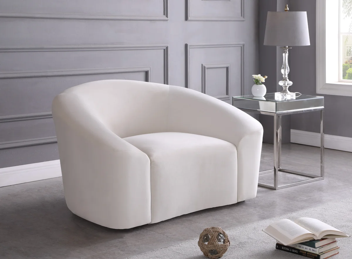 Riley - Velvet Chair - Cream - View 2
